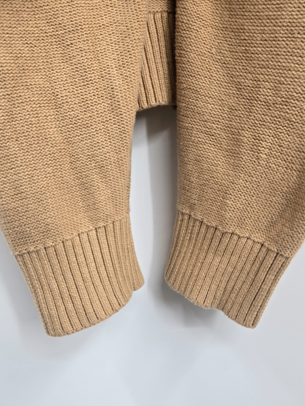 Quince Organic Cotton Cropped Cardigan Sweater Button Camel - Picture 6 of 12